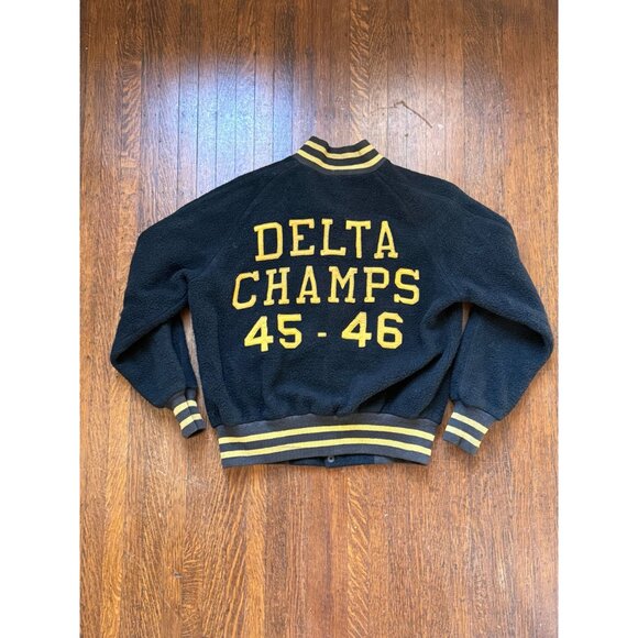 Vintage 1940s Varsity Jacket, Black and Yellow, Delta Champs 45-46, Size M/L - Picture 3 of 16